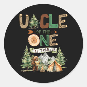 Uncle Of The One Happy Camper 1st Birthday Camping Classic Round Sticker