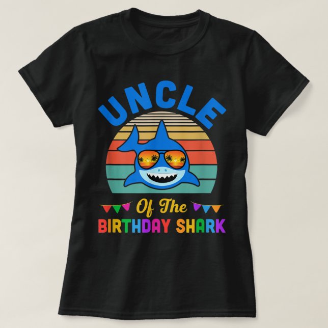 Uncle Of The Shark Birthday Uncle Matching Family  T-Shirt (Design Front)