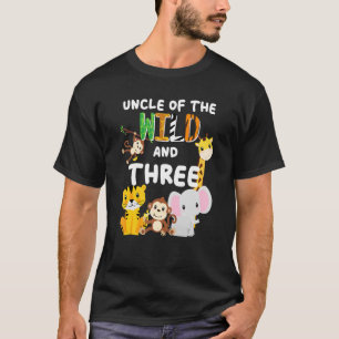 Uncle Of The Wild And Three Zoo Birthday Safari T-Shirt