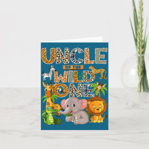 Uncle Of The Wild One 1st Birthday Boy Safari Jung Card