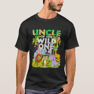 Uncle Of The Wild One 1st Birthday Zoo Animal Safa T-Shirt