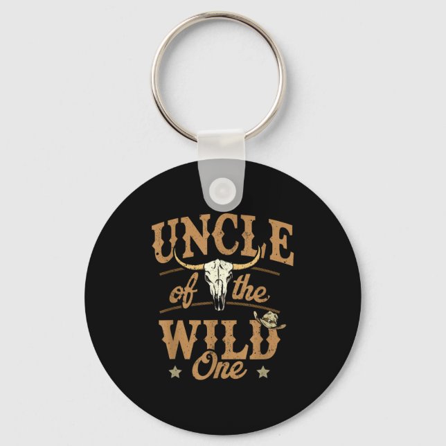 Uncle Of The Wild One Cowboy Western Rodeo Party M Key Ring (Front)
