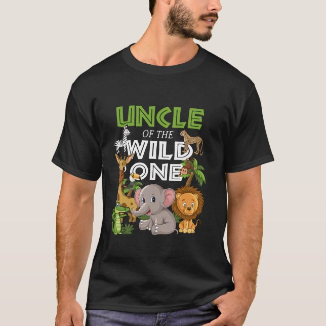 Uncle of the Wild One Zoo Birthday Safari Jungle A T-Shirt (Front)