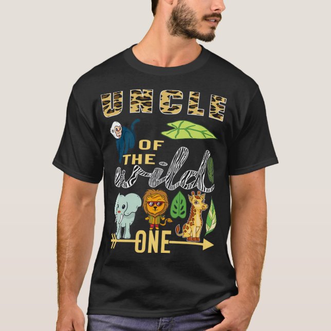 Uncle Of The Wild One Zoo Mother Birthday Safari J T-Shirt (Front)