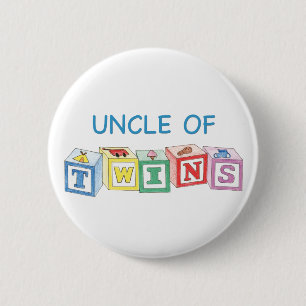 Uncle of Twins Blocks 6 Cm Round Badge
