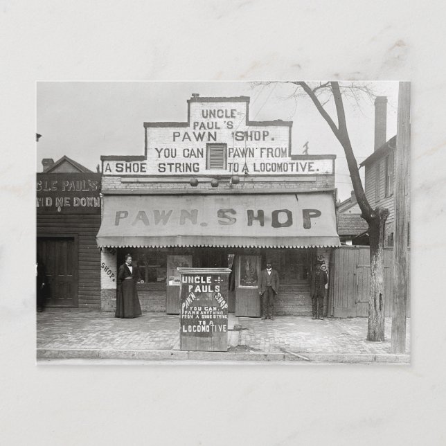 Uncle Paul's Pawn Shop, 1899 Postcard (Front)
