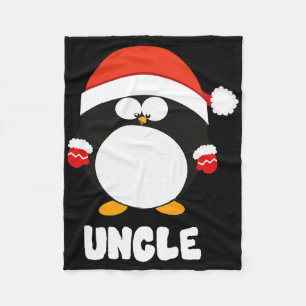 Uncle Penguin Christmas Santa T Shirt Family Match Fleece Blanket