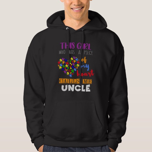 Uncle Piece Girl Puzzle Autism Awareness Hoodie (Front)