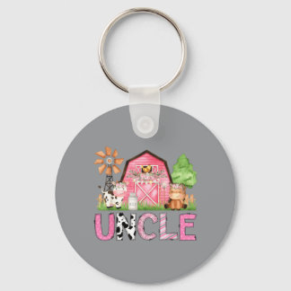Uncle Pink Farm Animal Birthday Kids Matching Key Ring