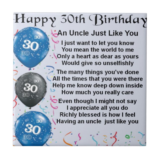 Uncle poem - 30th Birthday Tile (Front)