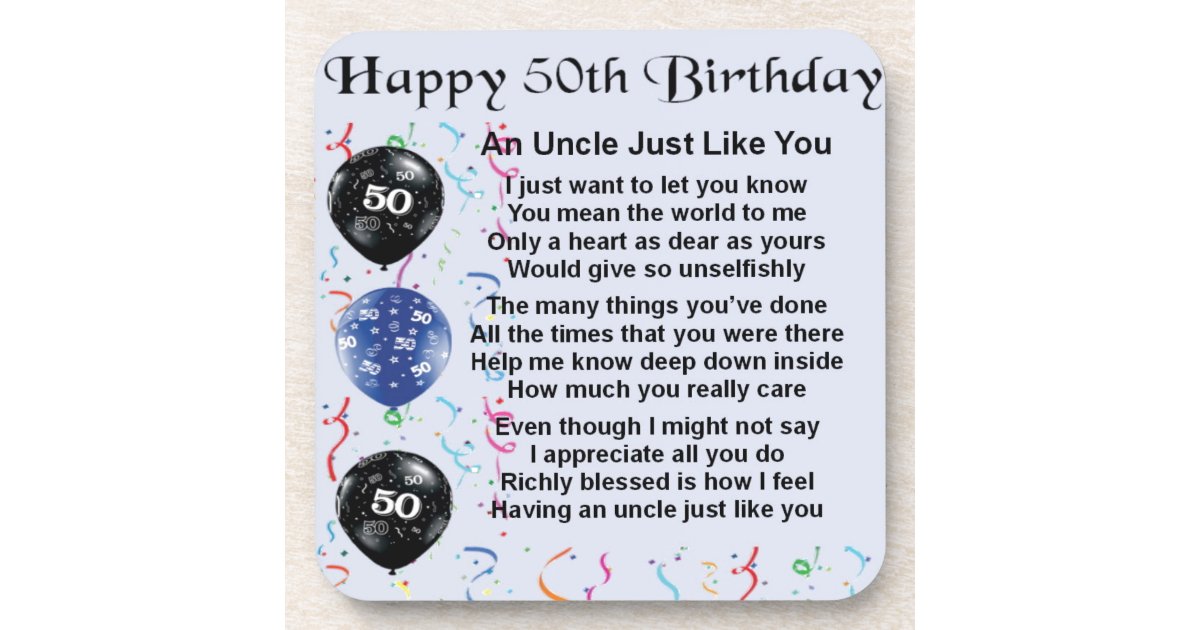 Uncle poem - 50th Birthday Coaster | Zazzle.co.uk