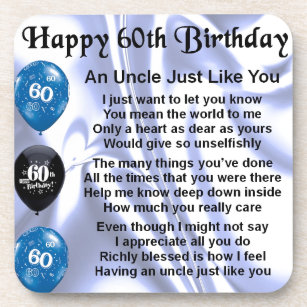 Uncle poem - 60th Birthday Coaster