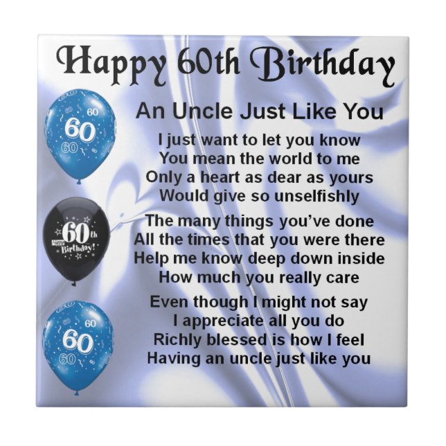 Uncle poem - 60th Birthday Tile (Front)