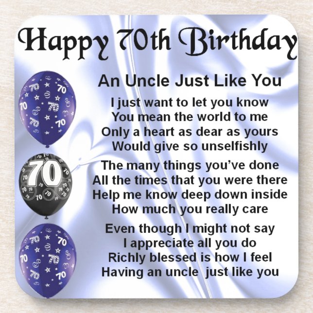 Uncle Poem - 70th Birthday Coaster (Front)