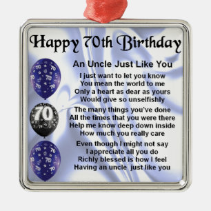 Uncle Poem - 70th Birthday Metal Tree Decoration