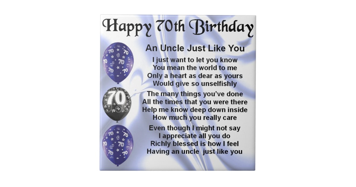 Uncle Poem 70th Birthday Tile Zazzle.co.uk