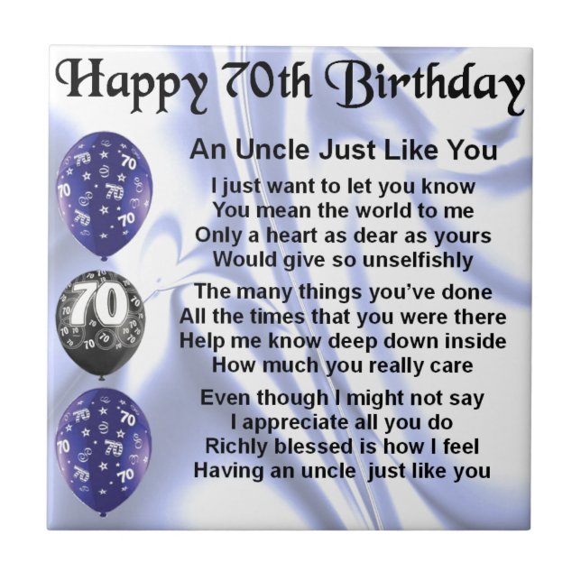 Uncle Poem - 70th Birthday Tile (Front)
