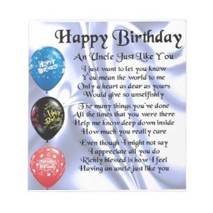 Uncle Poem - Happy Birthday Notepad