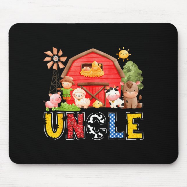 Uncle Red Farm Cow Birthday Boy Matching Family Pa Mouse Mat (Front)