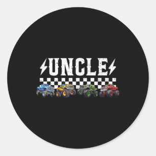 Uncle Retro Monster Truck Family Crew Birthday Mat Classic Round Sticker