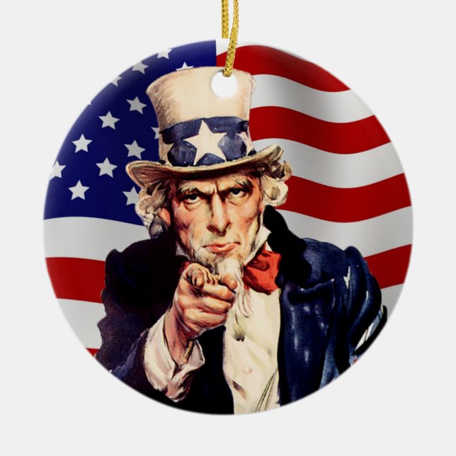 Uncle Sam 1 Ceramic Tree Decoration (Front)