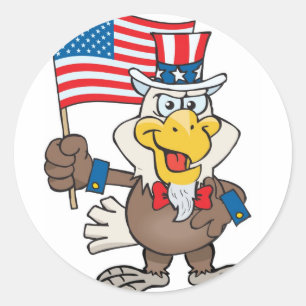 Uncle Sam 4th of July Bald Eagle Classic Round Sticker