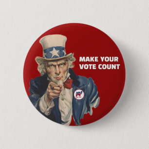 Uncle Sam 6 Cm Round Badge