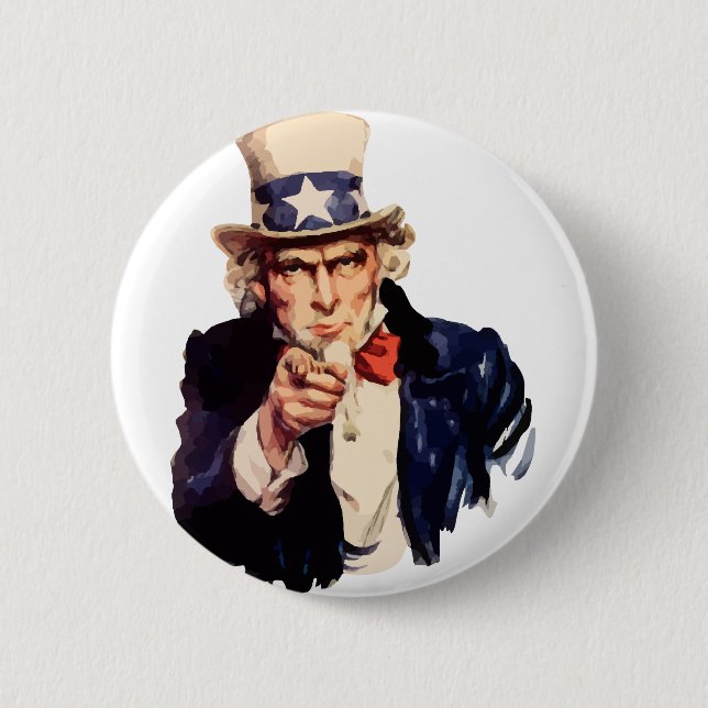 Uncle Sam 6 Cm Round Badge (Front)