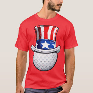 Uncle Sam American Flag Hat Golf Golfer 4th of Jul T-Shirt