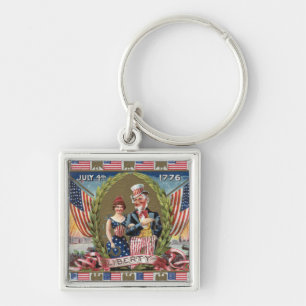 Uncle Sam and Lady Liberty Key Ring