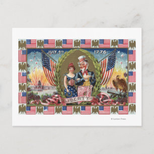 Uncle Sam and Lady Liberty Postcard