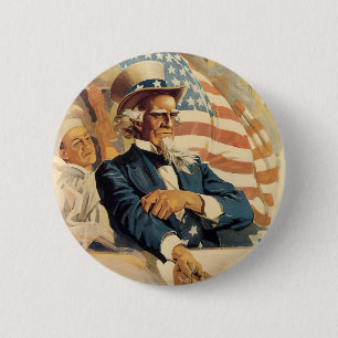 Uncle Sam and the Navy 6 Cm Round Badge
