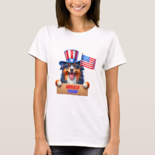 Uncle Sam Australian Shepherd Impeach Trump T-Shirt