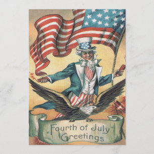 Uncle Sam Bald Eagle USA Flag Fireworks Invitation
