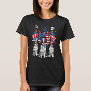 Uncle Sam Border Collie Dogs USA Flag Indepedence  T-Shirt