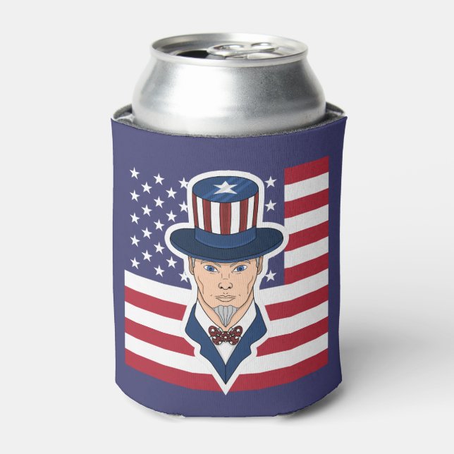 Uncle Sam cartoon Can Cooler (Can Front)