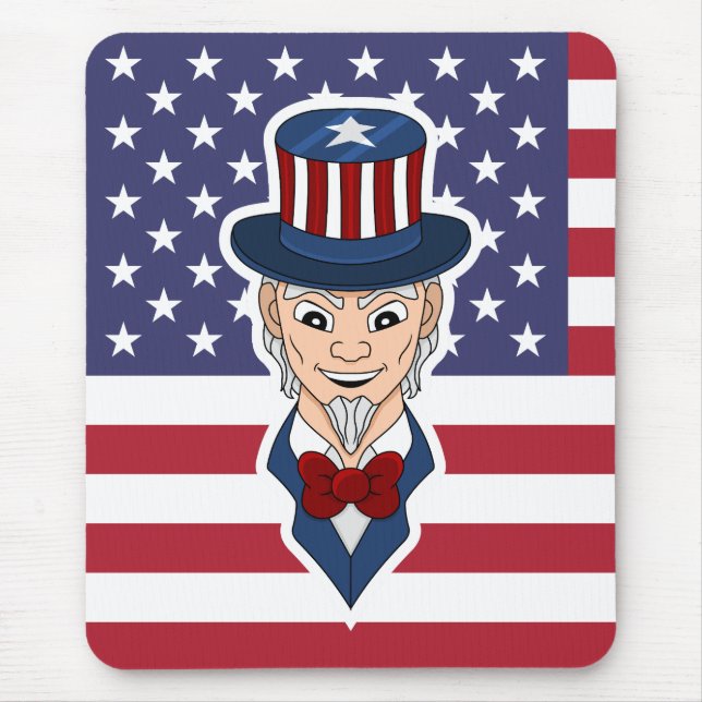 Uncle Sam cartoon Mouse Mat (Front)