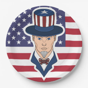 Uncle Sam cartoon Paper Plate