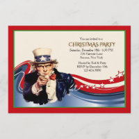 Uncle Sam Christmas Party Invitation