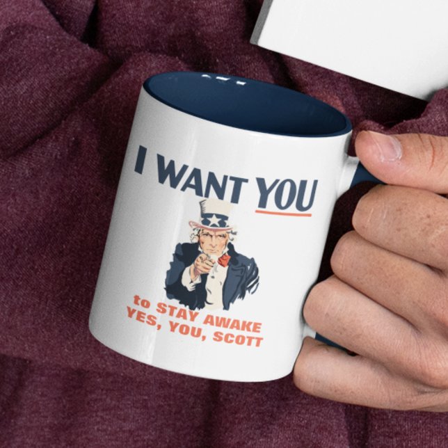 Uncle Sam Custom Message Funny Patriotic Two-Tone Coffee Mug (Creator Uploaded)