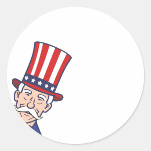 Uncle Sam Customisable 4th of July Classic Round Sticker