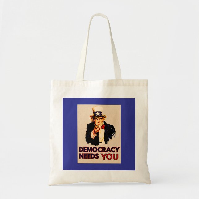 Uncle Sam 'Democracy Needs You'  Tote Bag (Front)