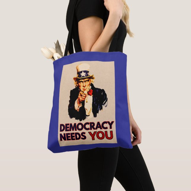 Uncle Sam 'Democracy Needs You'  Tote Bag (Close Up)