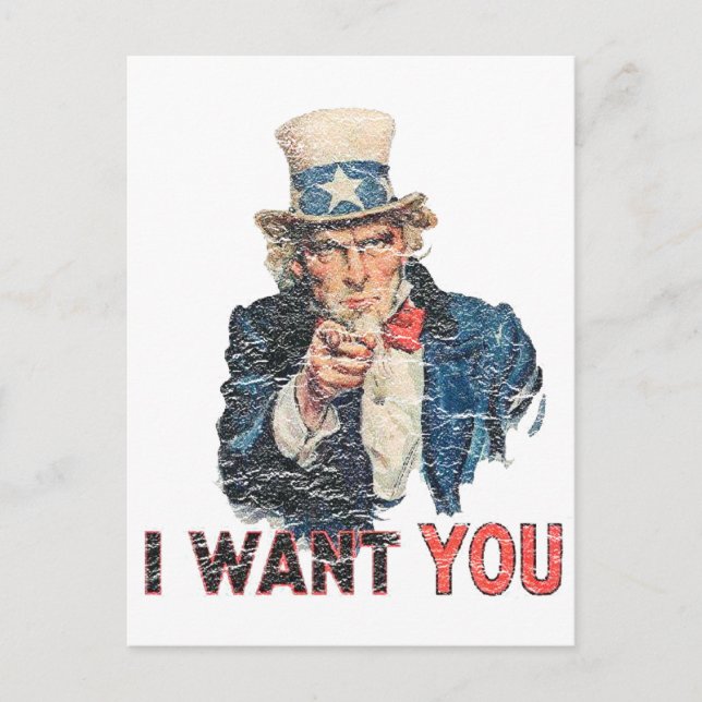 Uncle Sam Distressed Look Postcard (Front)