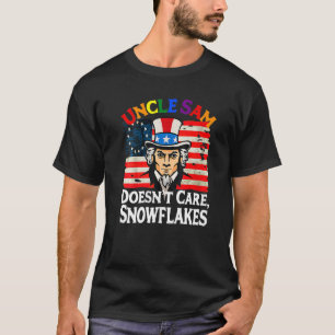 UNCLE SAM DOESN'T CARE SNOWFLAKES Funny American P T-Shirt