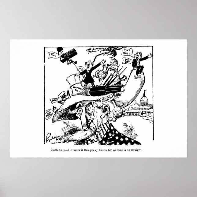 Uncle Sam Easter Hat Political Cartoon 1911 Poster (Front)