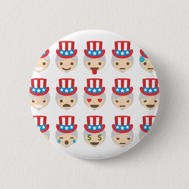 uncle sam emoji 6 cm round badge (Front)