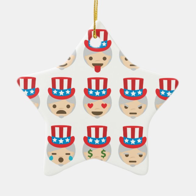 uncle sam emoji ceramic tree decoration (Front)