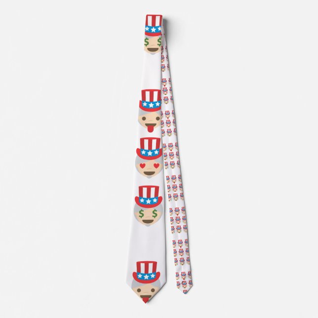 uncle sam emoji menswear mens necktie neck tie (Front)