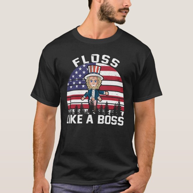 UNCLE SAM Floss Like A Boss TShirt Flossing 4th of (Front)